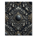 Ornate Black and Gold Palmette Ribbons Rug