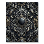 Ornate Black and Gold Palmette Ribbons Rug