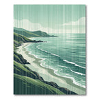 Coastal Sage Green Serene Seascape Landscape Rug