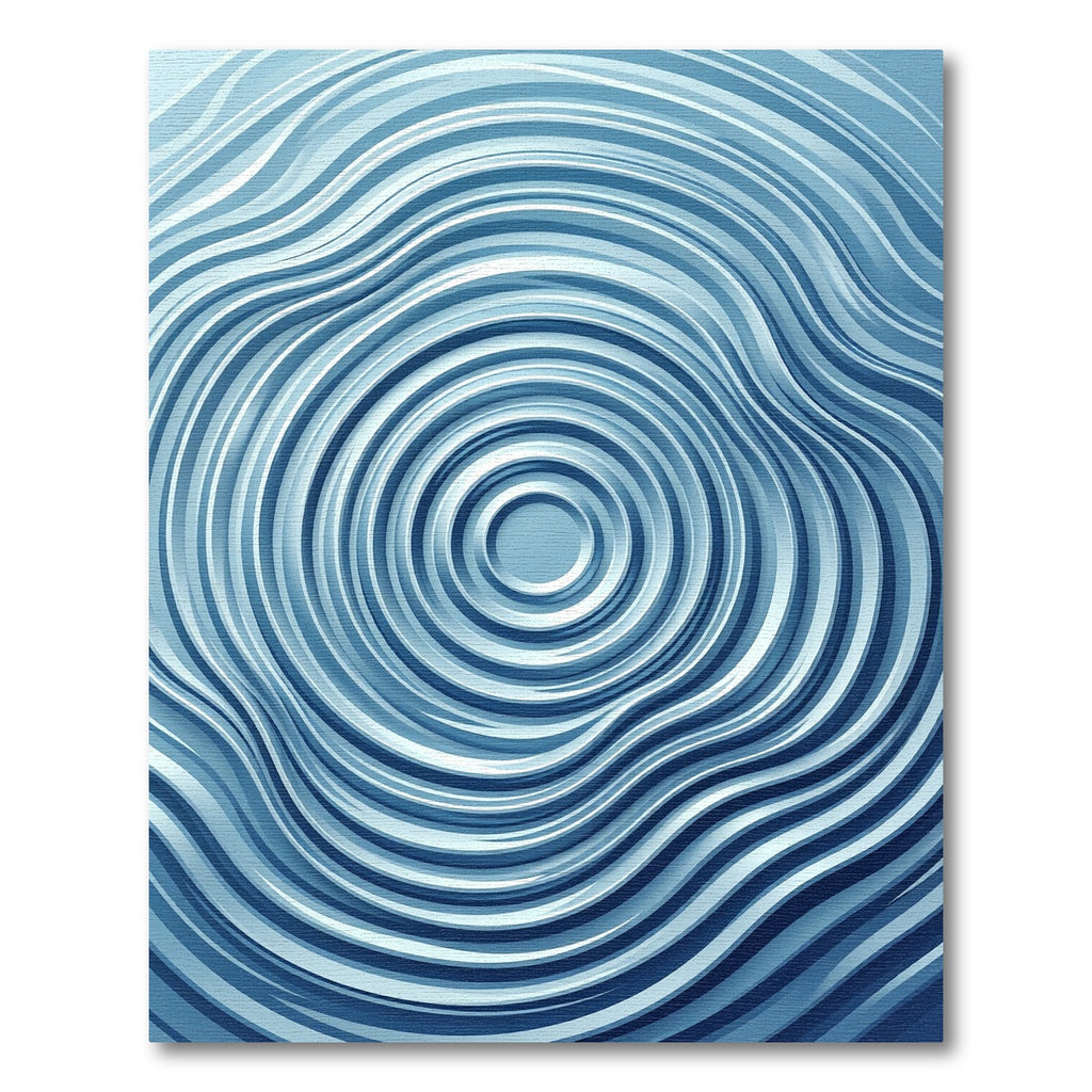 Modern Blue Concentric Ripple Rug