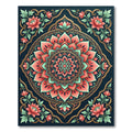 Coral Teal Medallion Floral Art Rug