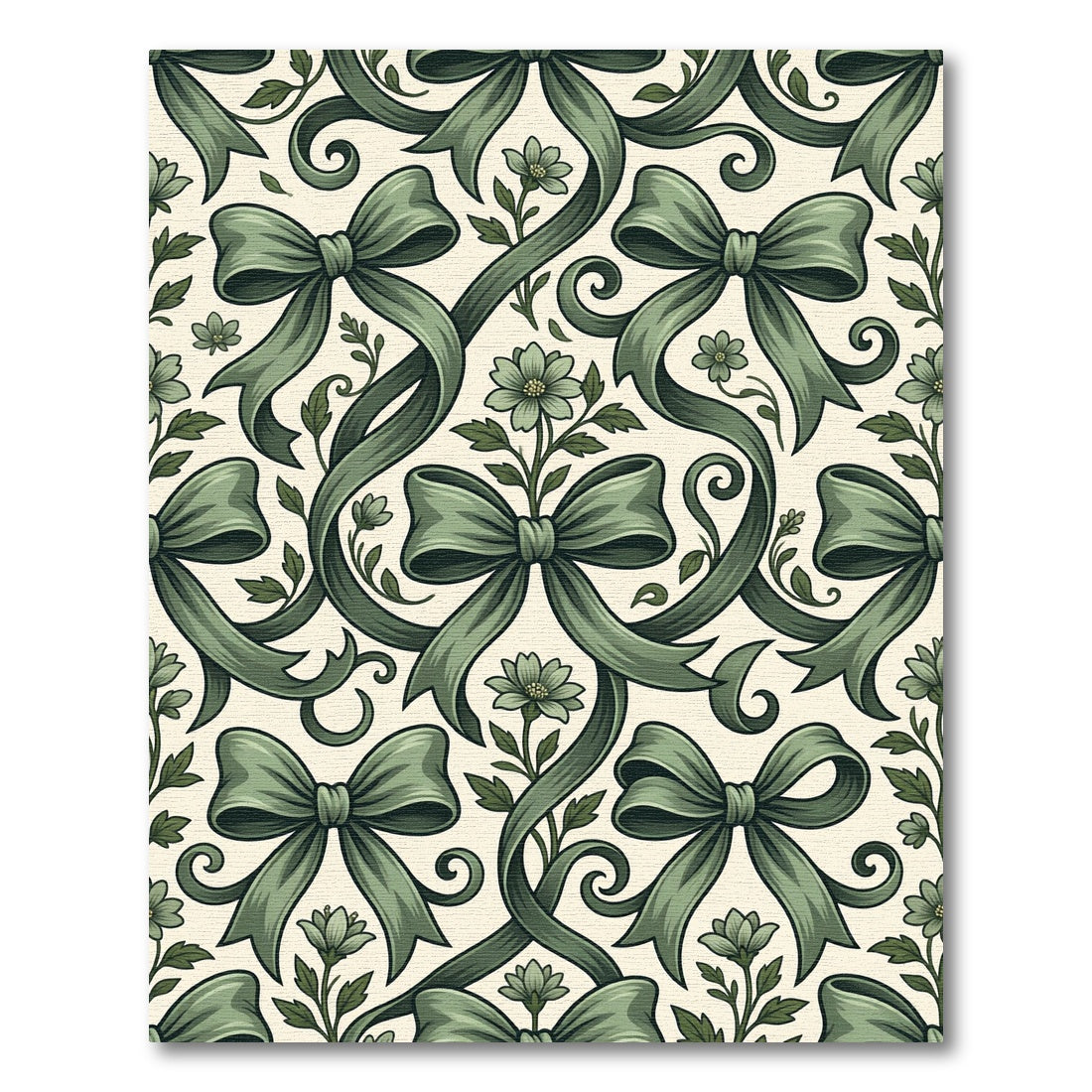 Sage Ribbon and Floral Swirls Rug