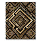 Gold Aztec Diamond Geometric Black Area Rug