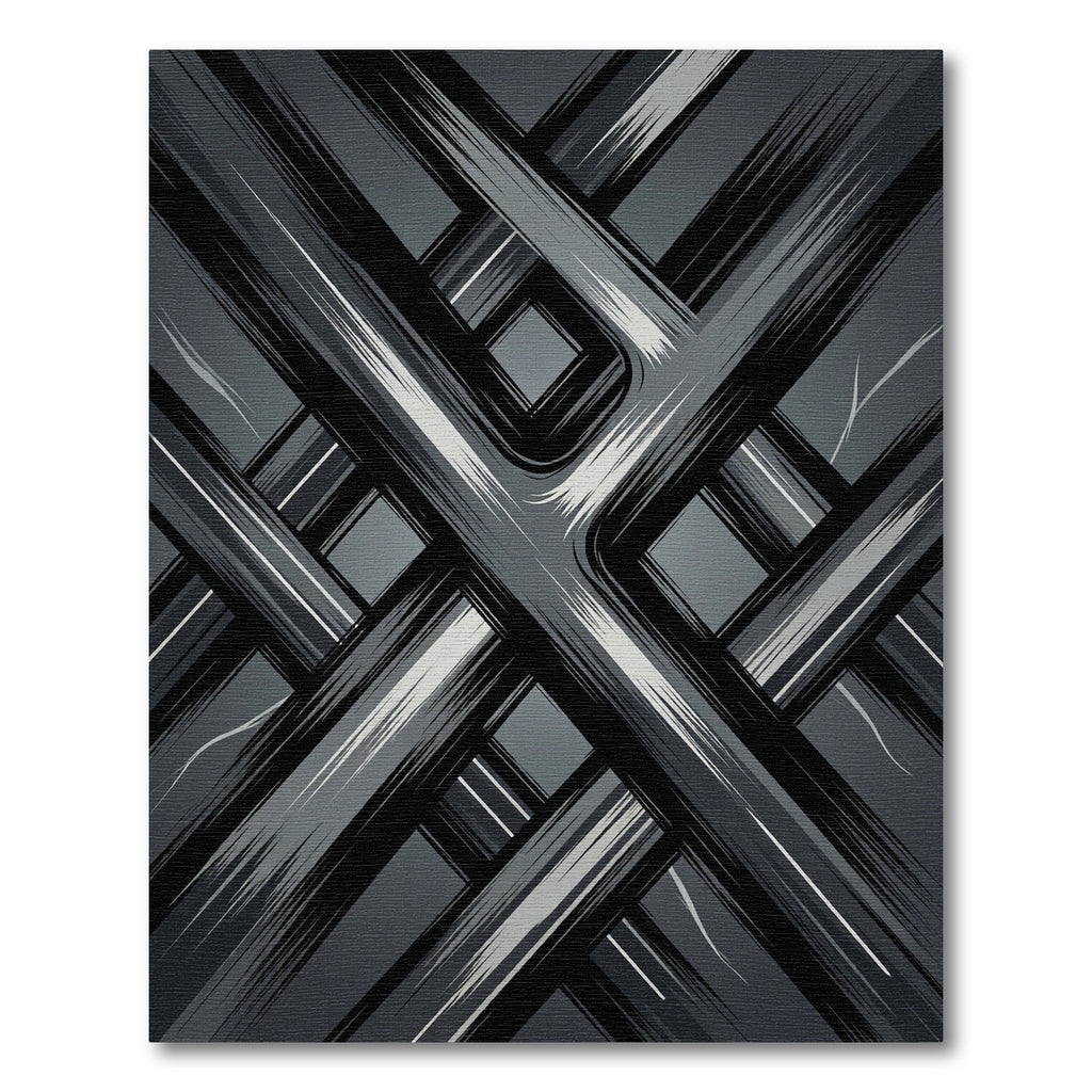 Monochromatic Abstract Linear Intersecting Monochrome Art Rug