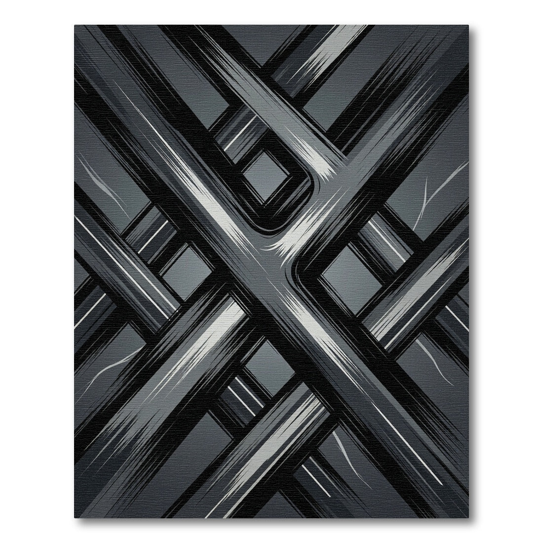 Monochromatic Abstract Linear Intersecting Monochrome Art Rug