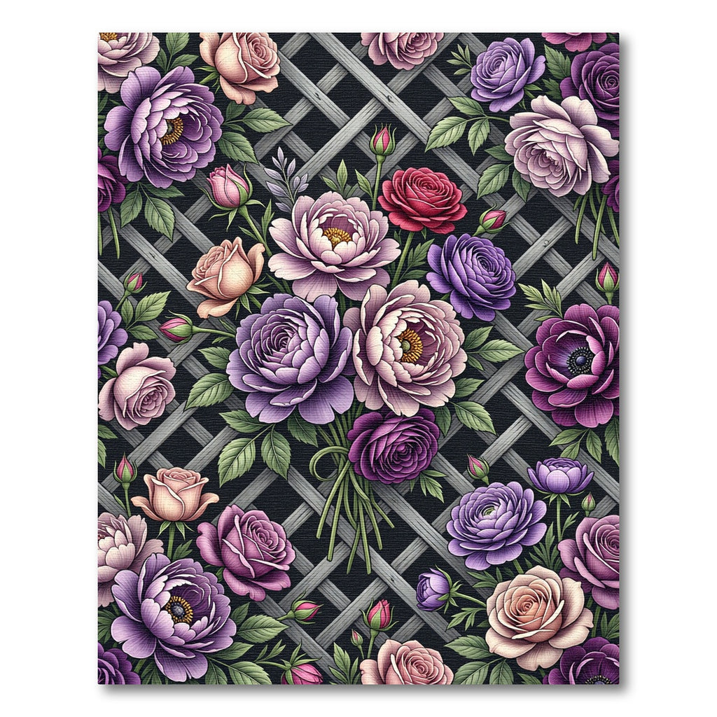 Ornate Floral Trellis Amethyst Garden Rug