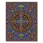 Ornate Byzantine Cross Royal Blue Medallion Rug