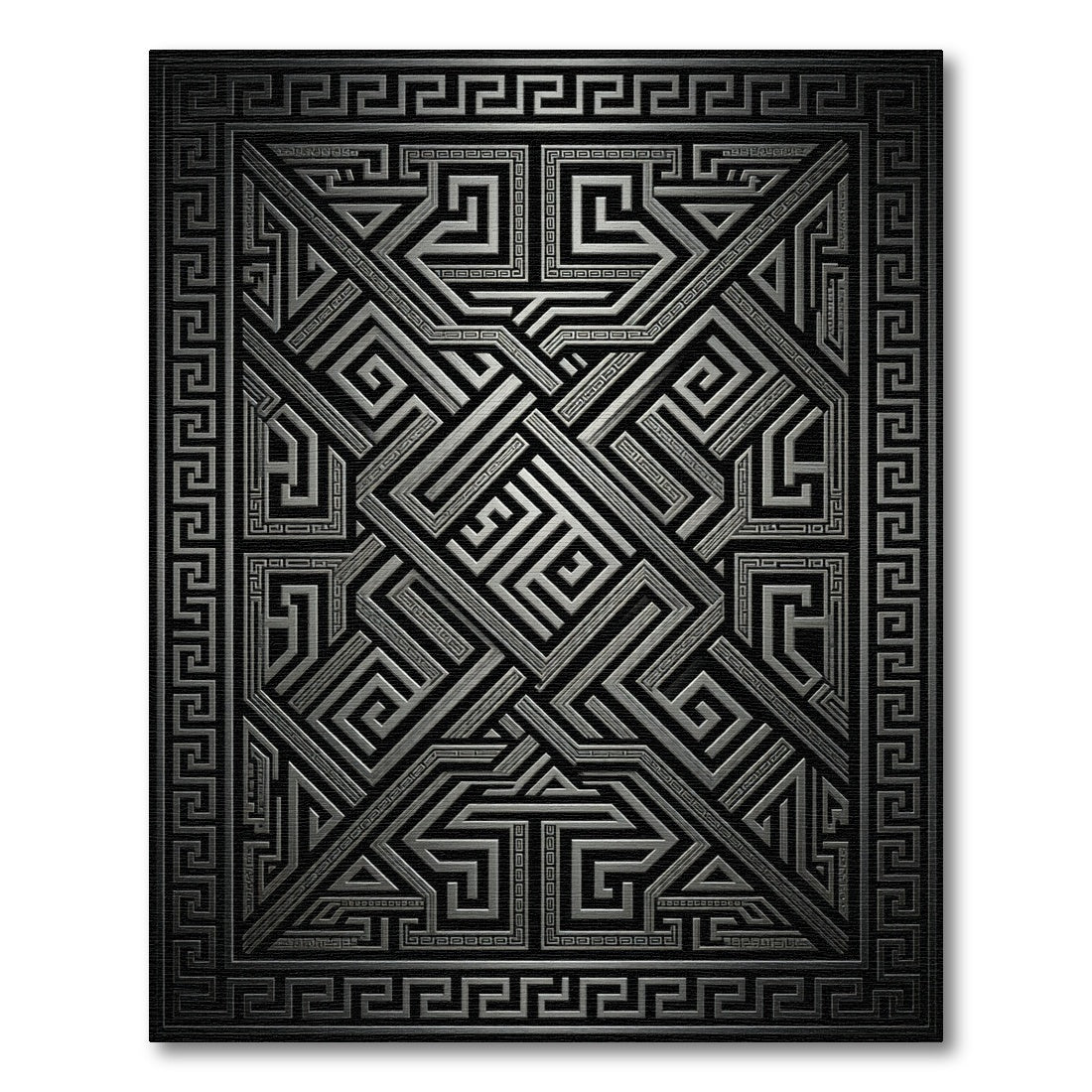 Silver Geometric Labyrinth Maze Rug