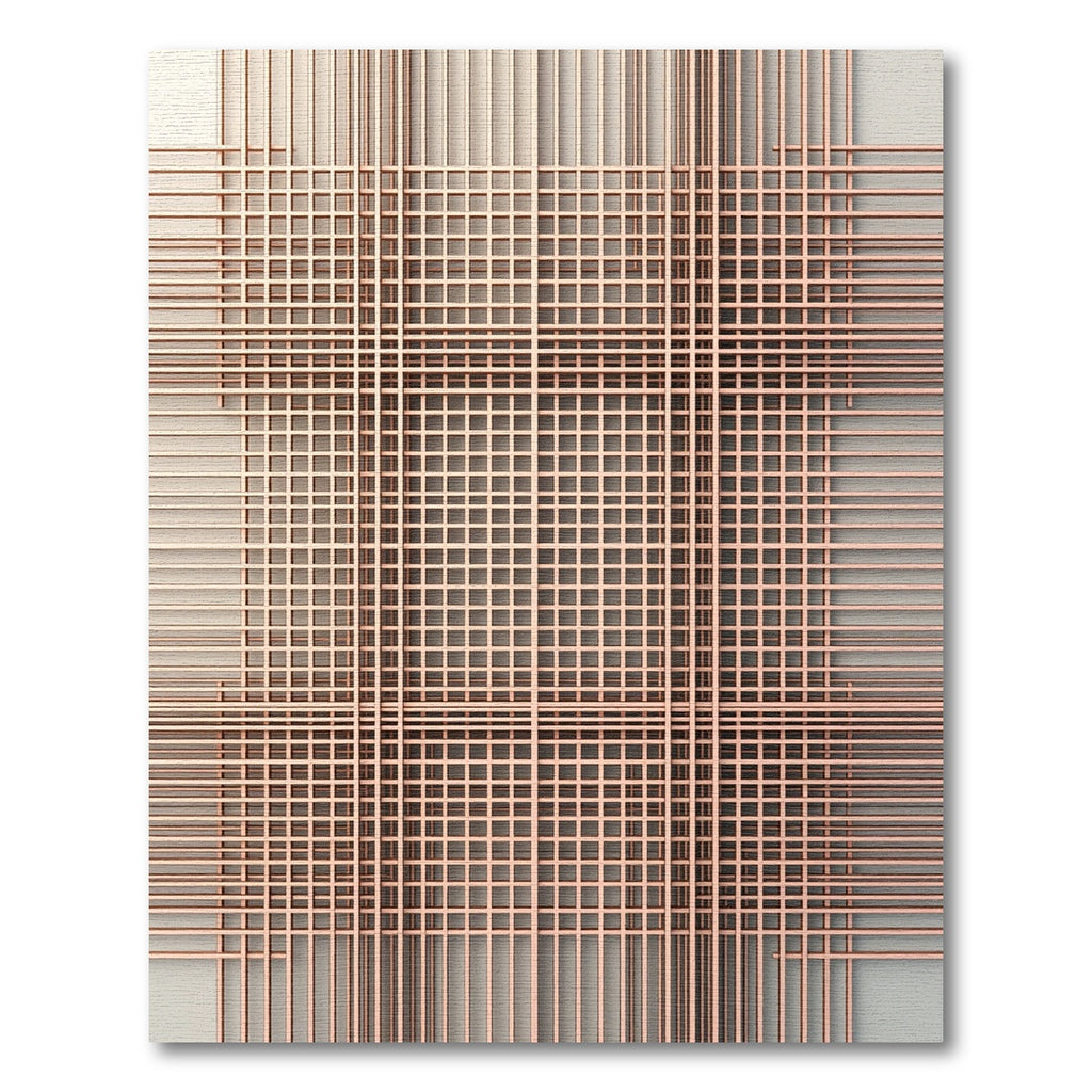 Copper Geometric Grid Intersecting Lines Rug
