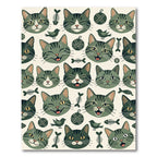 Whimsical Olive Green Tabby Cat Rug
