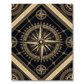 Golden Compass Celestial Black Navigational Art Rug