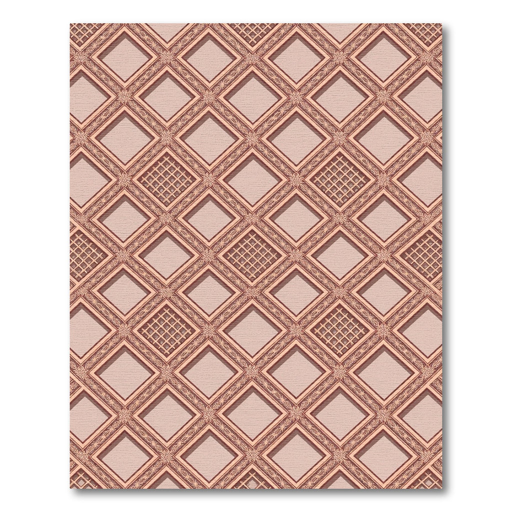 Elegant Blush Pink Geometric Diamond Lattice Rug