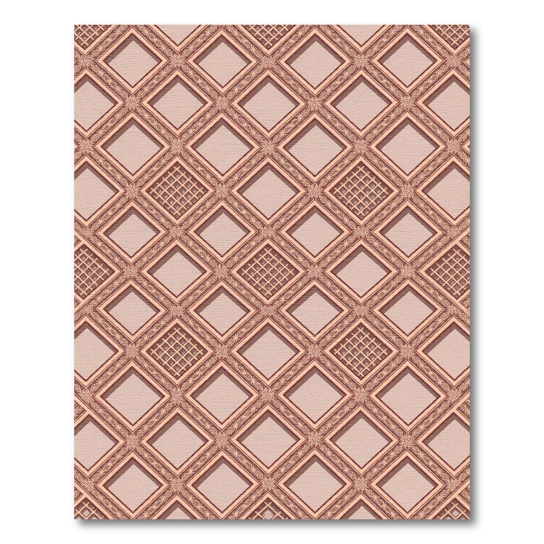 Elegant Blush Pink Geometric Diamond Lattice Rug