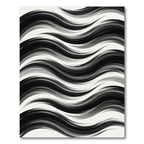 Monochrome Abstract Wavy Striped Art Rug