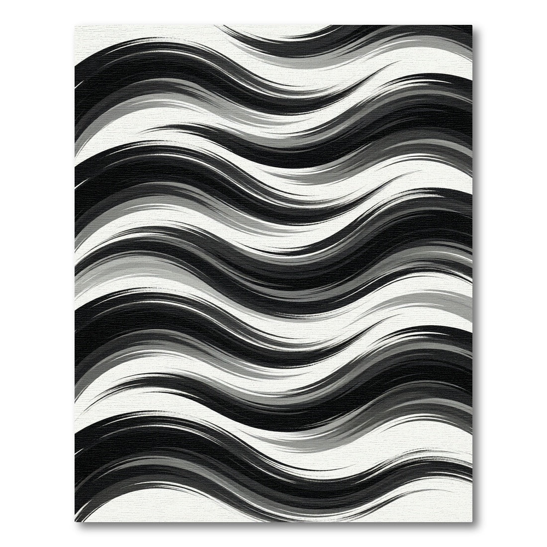 Monochrome Abstract Wavy Striped Art Rug