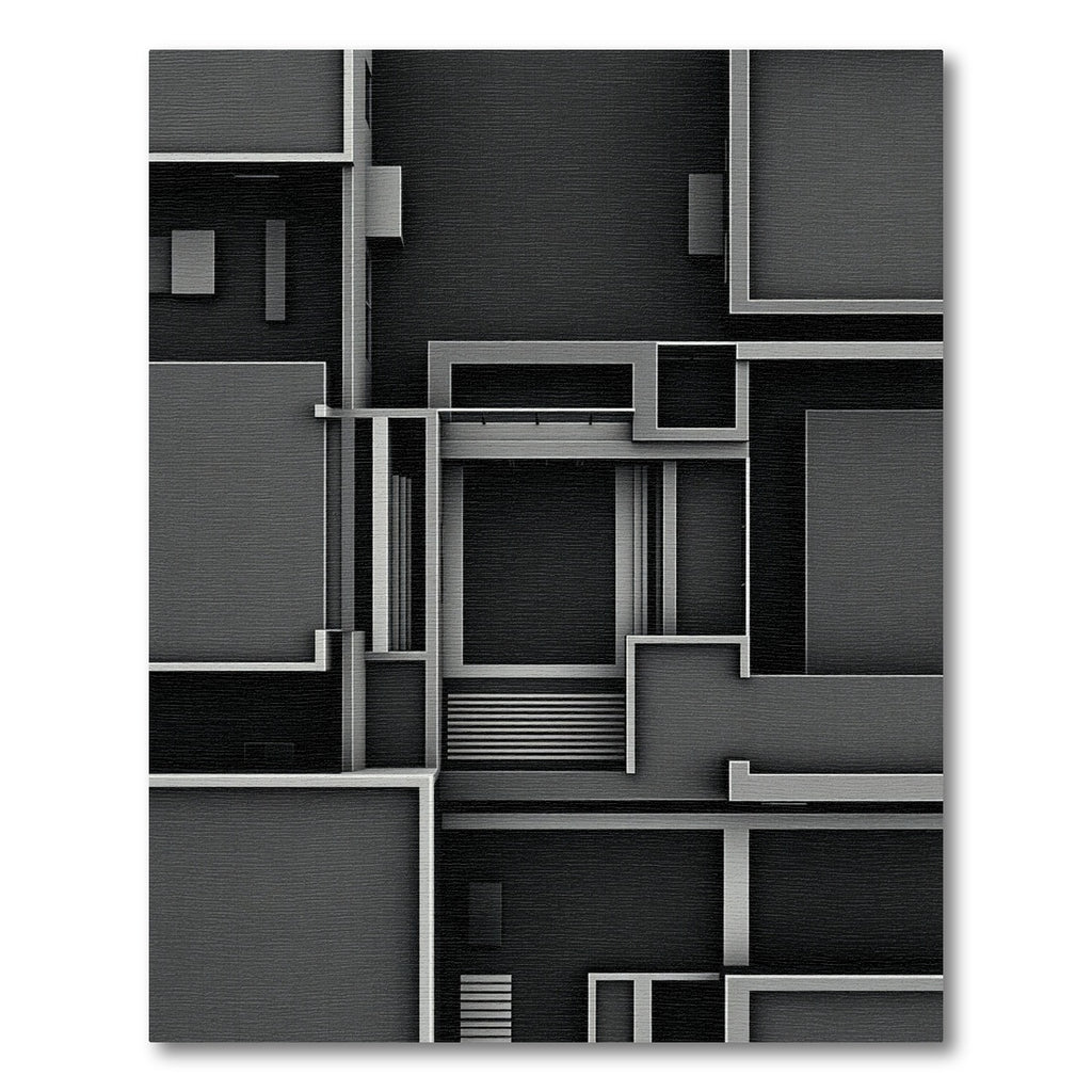 Monochrome Minimalist Geometric Abstraction Rug