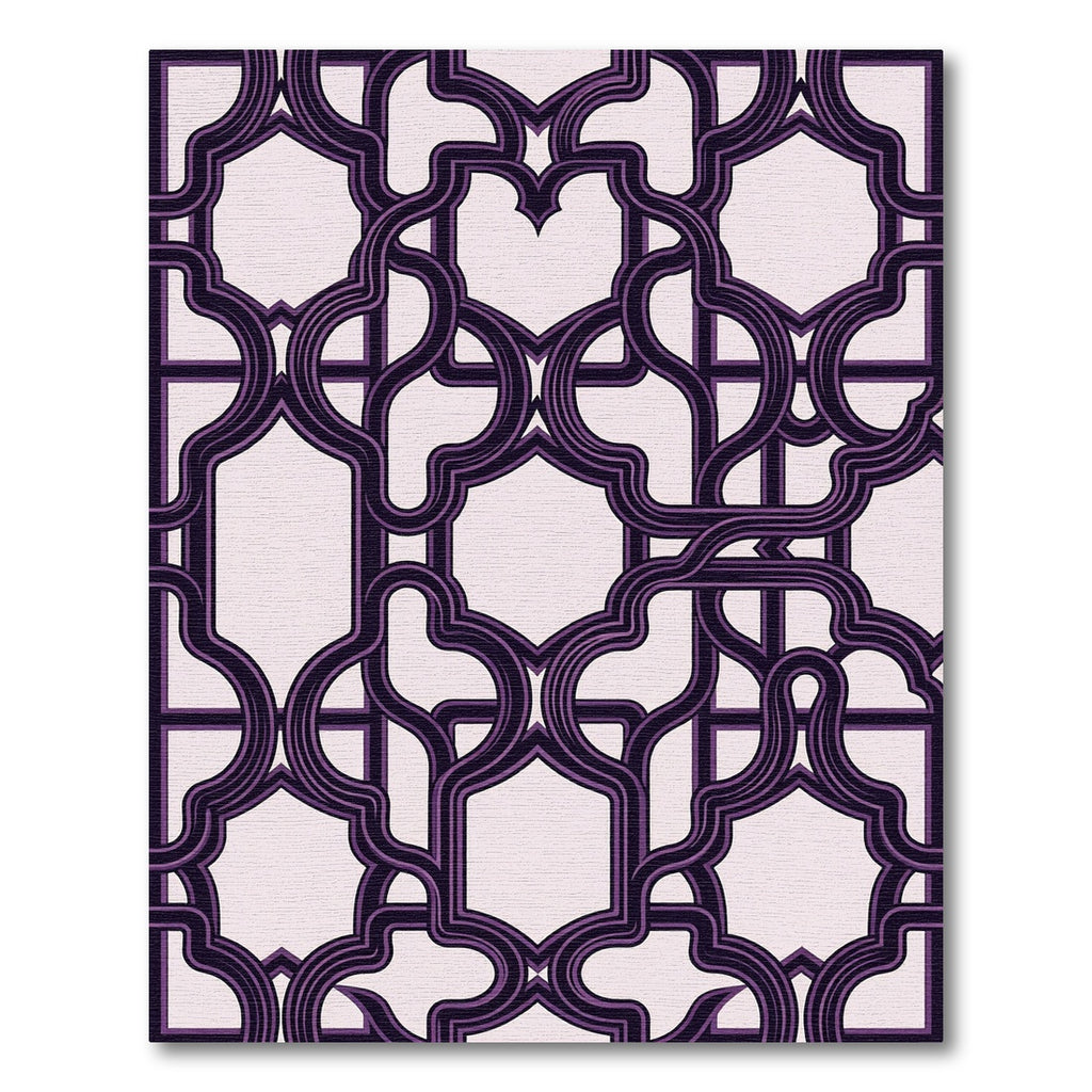 Dark Purple Interlocking Geometric Lattice Rug