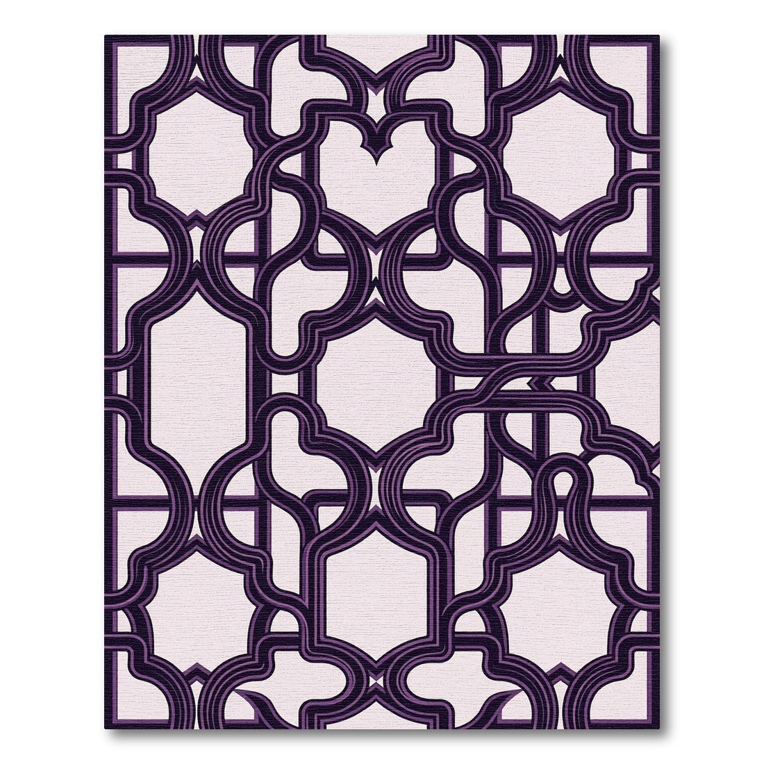 Dark Purple Interlocking Geometric Lattice Rug