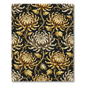 Elegant Gold Chrysanthemum Floral Black Rug