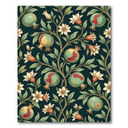Deep Green Pomegranate Floral Vine Rug