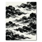 Black Ink Wash Cloud Swirl Rug