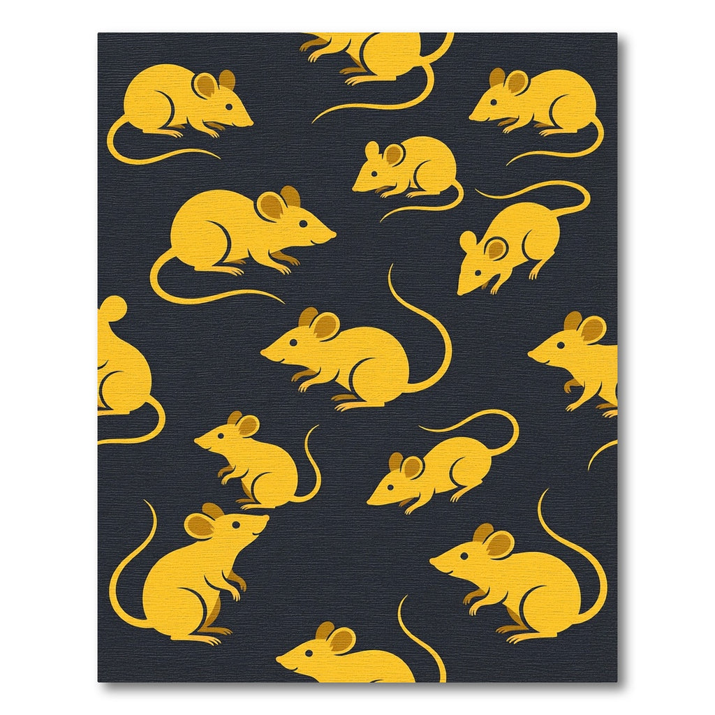 Whimsical Golden Mouse Illustration Rug