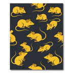 Whimsical Golden Mouse Illustration Rug