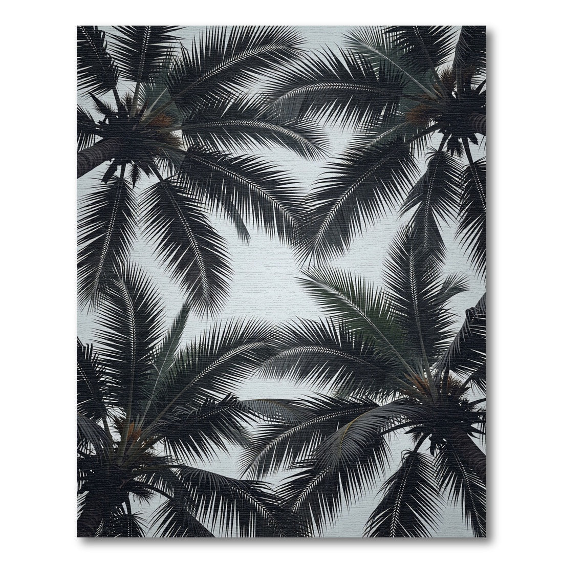 Dark Palm Frond Overlapping Canopy Rug