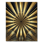Radiant Gold Black Art Deco Sunburst Rug