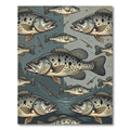 Spotted Freshwater Bass Fishing Illustration Rug