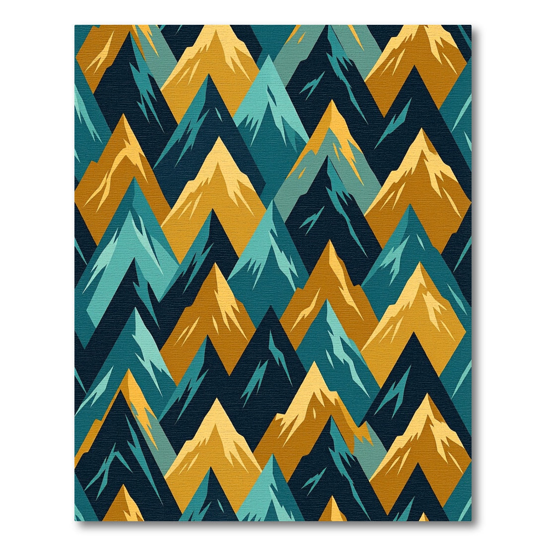 Geometric Teal Gold Mountain Peaks Rug