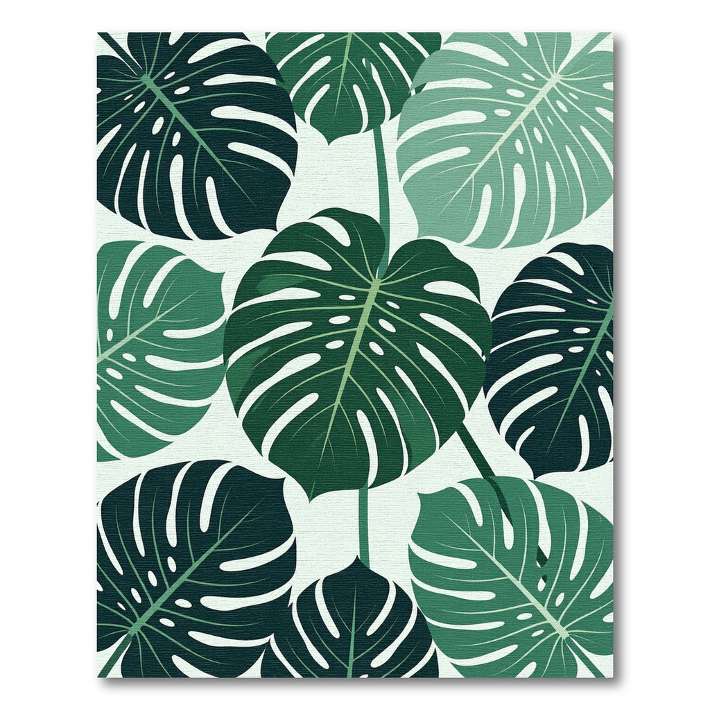 Deep Green Tropical Monstera Leaves Rug