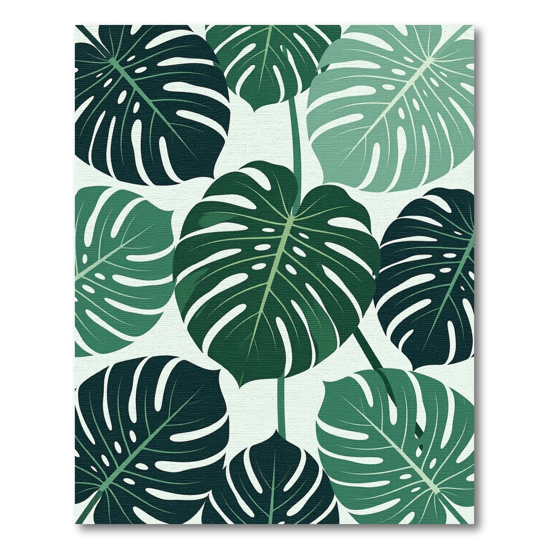 Deep Green Tropical Monstera Leaves Rug