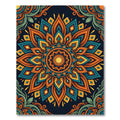 Radiant Orange Teal Floral Mandala Art Rug