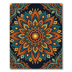 Radiant Orange Teal Floral Mandala Art Rug