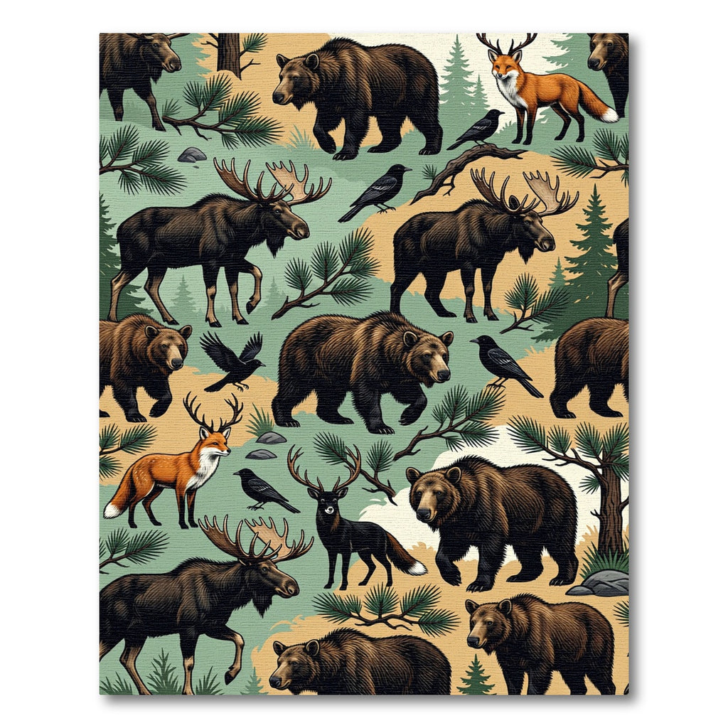 Rustic Woodland Wildlife Forest Creatures Rug