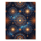 Cosmic Starburst Orange Blue Compass Rug