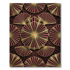 Regal Crimson Fan Medallion Gold Accents Rug