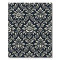 Dark Gray Damask Floral Scroll Rug
