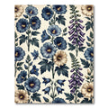 Blue Purple Botanical Floral Arrangement Rug