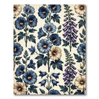Blue Purple Botanical Floral Arrangement Rug