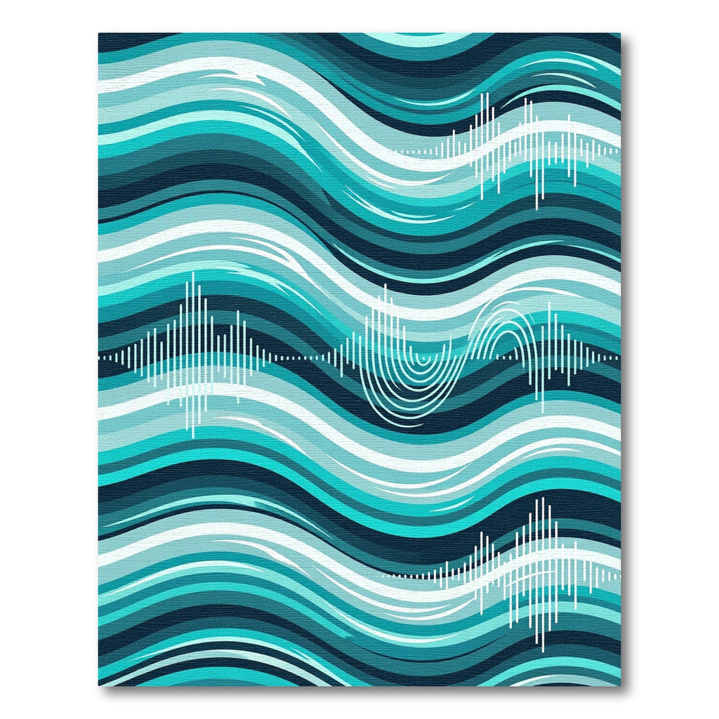 Abstract Teal Ocean Wave Soundscape Rug