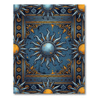 Celestial Sunburst Navy and Gold Tapestry Rug