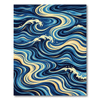Dynamic Blue Yellow Coastal Waves Rug