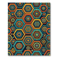 Vibrant Hexagonal Floral Mosaic Art Rug