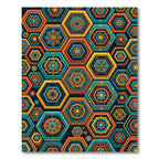 Vibrant Hexagonal Floral Mosaic Art Rug