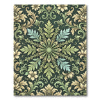 Elegant Sage Green Botanical Damask Rug