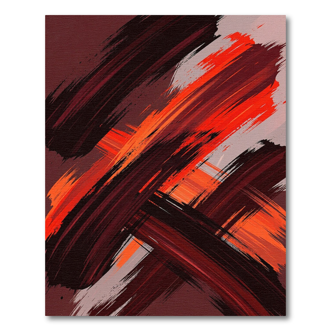 Vibrant Crimson Orange Abstract Brushstroke Rug