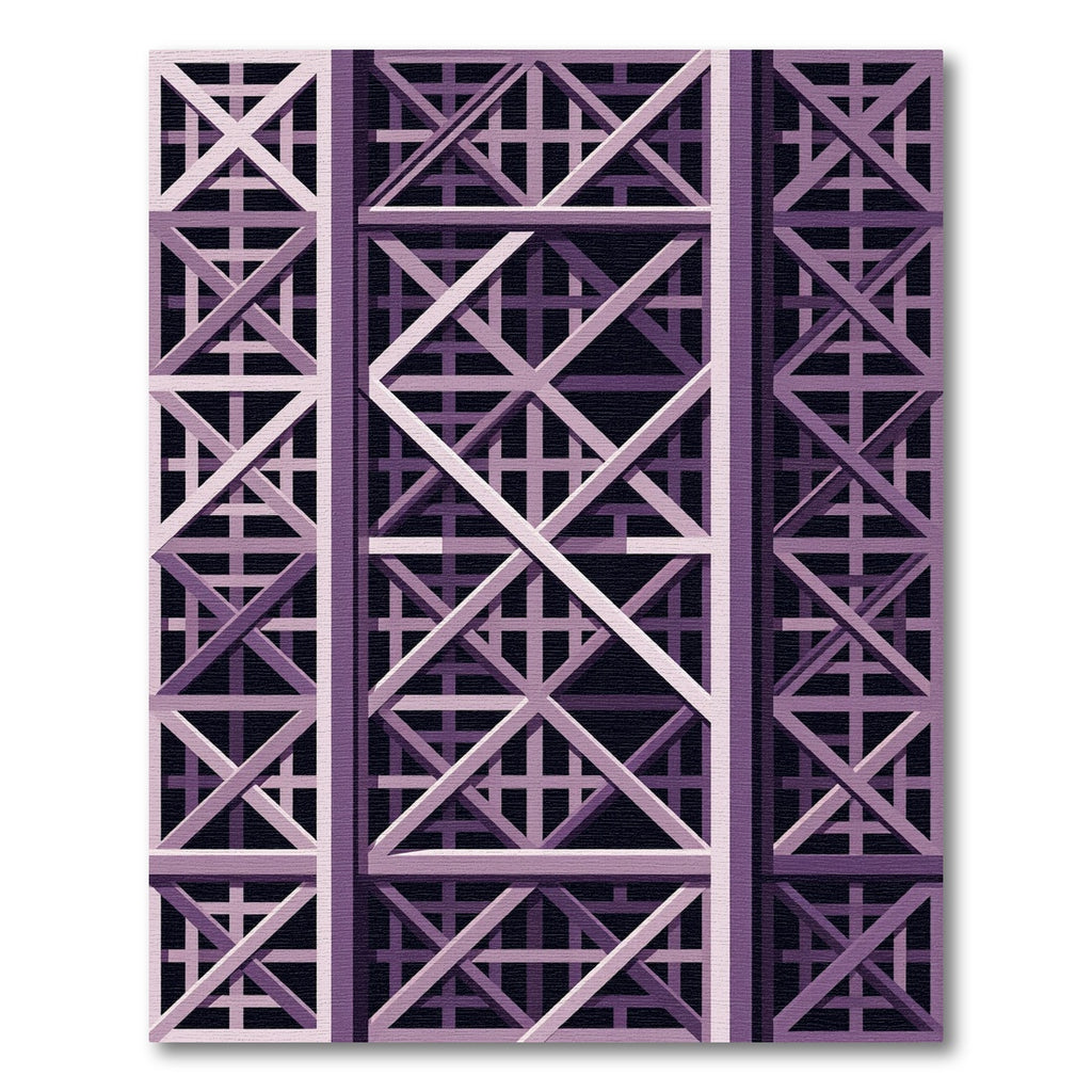 Geometric Lavender Structural Grid Art Rug