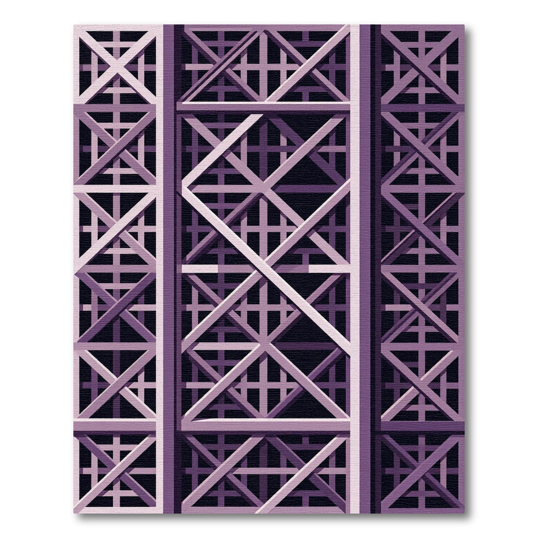 Geometric Lavender Structural Grid Art Rug